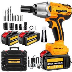 Cordless Impact Wrench 1/2 Drive Brushless Ratchet Nut Driver Drill Gun Battery