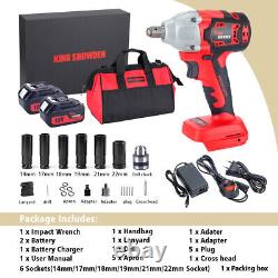 Cordless Impact Wrench 1/2 Impact Driver Ratchet Rattle Nut Gun With Batteries