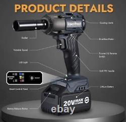Cordless Impact Wrench Brushless 1/2 inch Max 500Nm 2000 High Torque Power