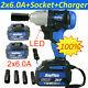 Cordless Impact Wrench Driver 1/2 Inch & 4 Sockets & 2x Batteries 12ah & Charger