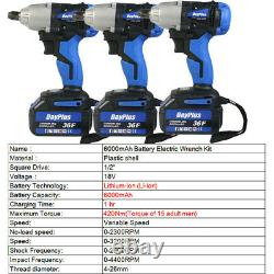 Cordless Impact Wrench Driver 1/2 Inch & 4 Sockets & 2x Batteries 12Ah & Charger