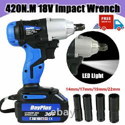 DIY 18V Cordless Electric Driver 1/2 Impact Wrench 2 Gear Torque With High Speed