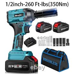 Electric Impact Wrench Cordless Brushless Battery Max Torque Car Home Impact Gun