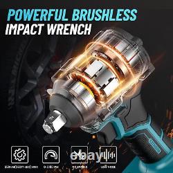 Electric Impact Wrench Cordless Brushless Battery Max Torque Car Home Impact Gun