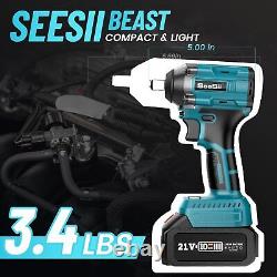 Electric Impact Wrench Cordless Brushless Battery Max Torque Car Home Impact Gun