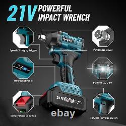 Electric Impact Wrench Cordless Brushless Battery Max Torque Car Home Impact Gun