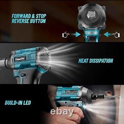 Electric Impact Wrench Cordless Brushless Battery Max Torque Car Home Impact Gun