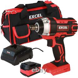 Excel 18V Cordless Impact Wrench 1 x 5.0Ah Battery Charger & Excel Bag EXL10061