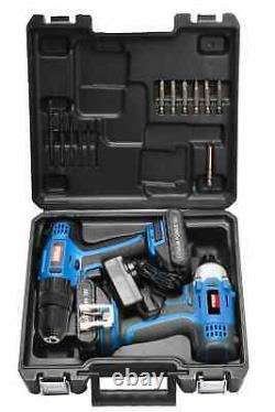 Hilka Cordless Drill and Impact Driver Wrench 2 x 18v lithium battery & bit set