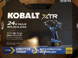 Kobalt 24v Max Brushless 1/2 High Torque Impact Wrench Kit 1518745 New