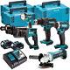 Makita 18v Li-ion 5 Piece Monster Kit With 2 X 5.0ah Batteries & Charger In Case