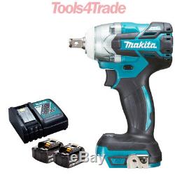 Makita DTW285Z 18V Brushless Impact Wrench With 2 x 3Ah BL1830 Batteries Charger