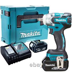 Makita DTW285Z 18V Brushless Impact Wrench with 2 x 5.0Ah Battery Charger & Case