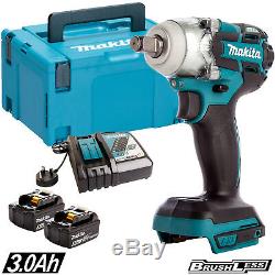 Makita DTW285Z 18V LXT Impact Wrench With 2 x 3.0Ah Batteries, Charger & Case