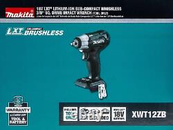 Makita Impact Wrench 3/8 Black LXT18V Brushless Sub-Compact XWT12ZB Tool only