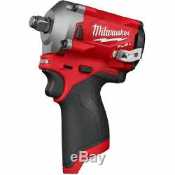Milwaukee 2555-20 M12 FUEL Stubby 1/2 Impact Wrench Combo Kit New Free Shipping