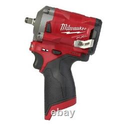 Milwaukee 2555-22 Stubby 1/2 Impact Wrench with 2 Batteries Kit New Free Shipping