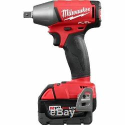 Milwaukee 2755-22 M18 FUEL 1/2 Compact Detent Pin Impact Wrench Kit with(2) 5Ah B