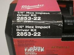 Milwaukee 2853-22 M18 FUEL 18V Brushless Cordless 1/4 Impact Wrench KIT NISB FS
