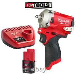 Milwaukee M12FIW38 12V FUEL 3/8 Impact Wrench With 1 x 2.0Ah Battery & Charger