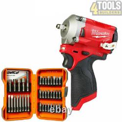 Milwaukee M12FIW38 12V FUEL 3/8 Impact Wrench With 37 Piece Screwdriver Set