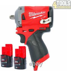Milwaukee M12FIW38 12V Li-ion FUEL 3/8 Impact Wrench With 2 x 2.0Ah Batteries