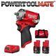 Milwaukee M12fiw38-202b 12v Fuel Impact Wrench Set, With 2 X 2ah Batts, Charger