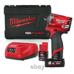 Milwaukee M12FIW38-622X 339Nm Fuel 3/8 Impact Wrench, 2 x M12 Batteries and Cha