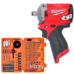 Milwaukee M12FIWF12 12V FUEL 1/2 Impact Wrench With 56 Piece Drill & Screwdr