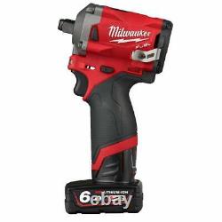 Milwaukee M12FIWF12-622X 12v Cordless 1/2 Impact Wrench Kit 2 Batteries, In Case