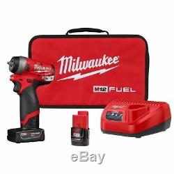 Milwaukee M12 FUEL Stubby 1/4 Impact Wrench Kit with4Ah&2Ah Batteries 2552-22