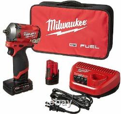 Milwaukee M12 Fuel Stubby 3/8 Impact Wrench Kit with 2 Batteries 2554-22