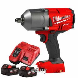 Milwaukee M18FHIWF12-0 18V 1/2 Impact Wrench with 2 x 5.0Ah Batteries & Charger