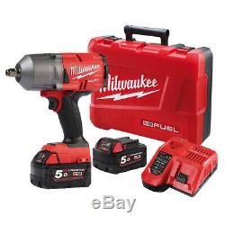 Milwaukee M18FHIWF12-502X 18V FUEL 1/2 Impact Wrench With 2 x 5.0Ah Batteries