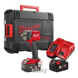 Milwaukee M18FIW2F12-502X Fuel 1/2 Compact Impact Wrench with Friction Ring Kit