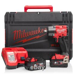 Milwaukee M18FMTIW2F12-502X 18V 1/2 Impact Wrench Kit 2 x 5AH Batteries Charger