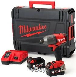 Milwaukee M18FMTIWF12-502X 18V Impact Wrench + 2 x 5Ah Batteries Charger & Case