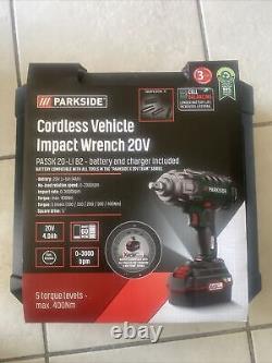 Parkside 20V Cordless Vehicle Impact Wrench PASSK 20-Li-B2 Battery & Charger