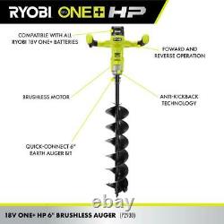 RYOBI ONE+ HP Cordless Earth Auger 18V Brushless 6 Inch Bit Included Tool Only