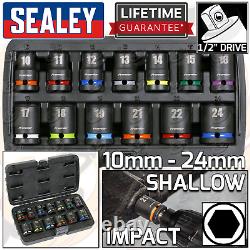 SEALEY IMPACT WRENCH BRUSHLESS 650Nm 1/2DR Impact Sockets 10mm 24mm 6 Point