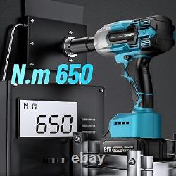SeeSii Brushless Cordless Impact Wrench 1/2in Torque 650Nm, 3300RPM, 2x4.0 Battery