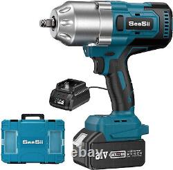 Seesii Brushless Power Impact Wrench Cordless 1/2in High Torque 1300N. M 3800IPM