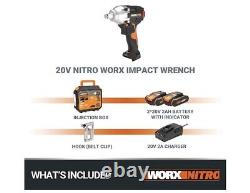 WORX Cordless Brushless Impact Wrench WX272 18V 2 X 2.0Ah Batts Charger & Case