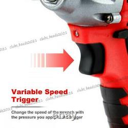 520nm 1/2 Heavy Duty Cordless Impact Wrench Driver Rattle Nut Gun Avec 2 Batteries