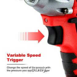 520nm 1/2 Heavy Duty Cordless Impact Wrench Driver Rattle Nut Gun Avec 2 Batteries